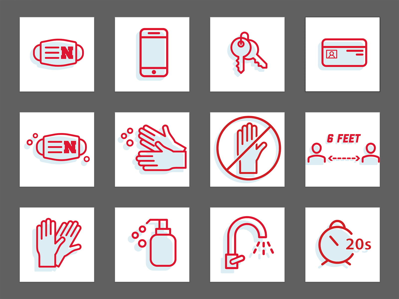 Grid of new COVID-19 icons.